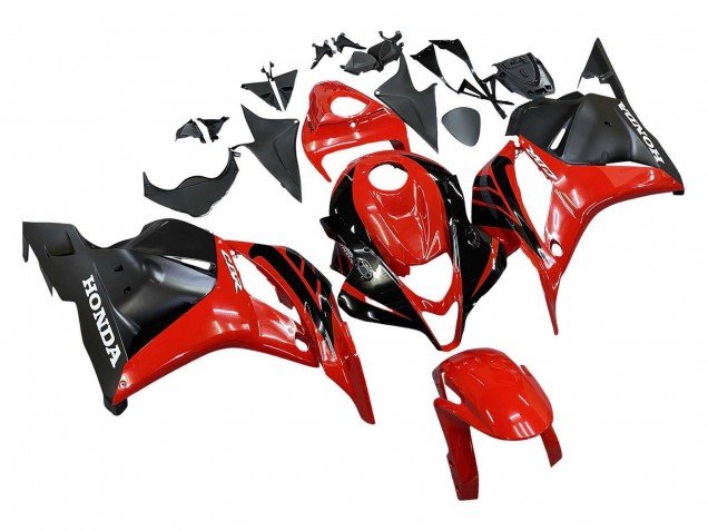 2009-2012 Red Glossy Black Matte Black Stripe Honda CBR600RR Motorcycle Fairings