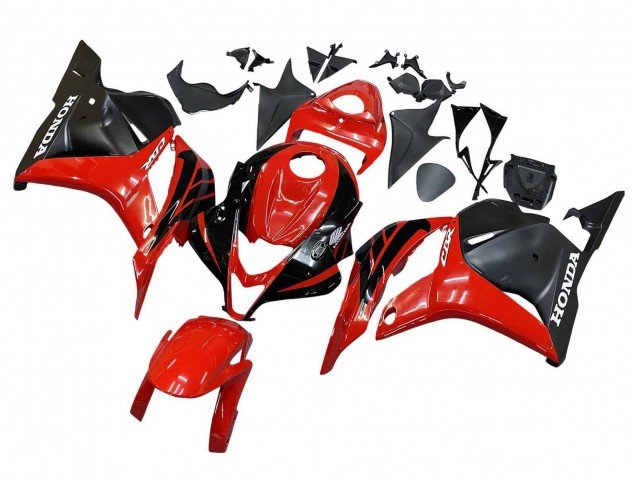 2009-2012 Red Glossy Black Matte Black Stripe Honda CBR600RR Motorcycle Fairings