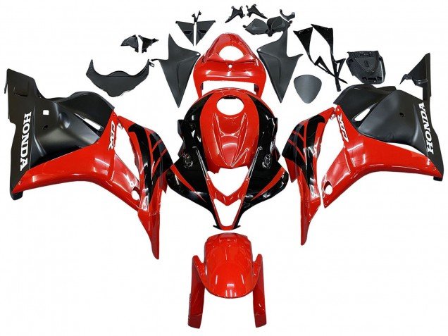 2009-2012 Red Glossy Black Matte Black Stripe Honda CBR600RR Motorcycle Fairings
