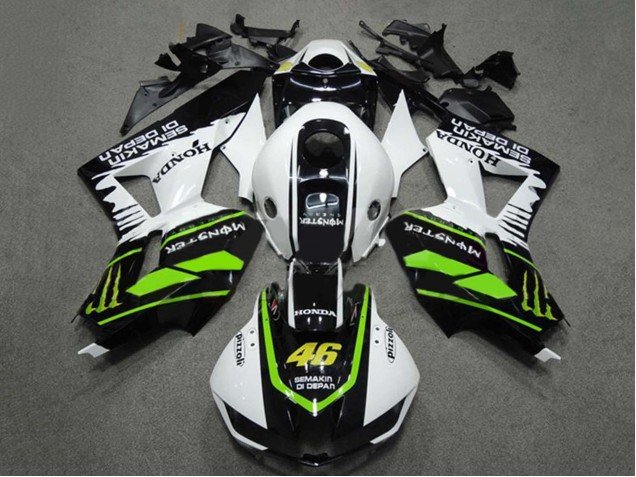 2009-2012 White Green Glossy Black Semakin Didepan Monster 46 Honda CBR600RR Motorcycle Fairings