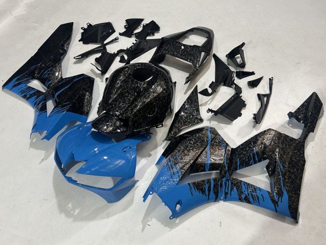 2009-2012 Black Forged Carbon Fiber Blue Honda CBR600RR Motorcycle Fairings