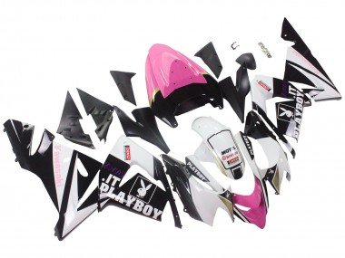 2004-2005 Black Pink White Playboy Motul Kawasaki ZX10R Motorcycle Fairings
