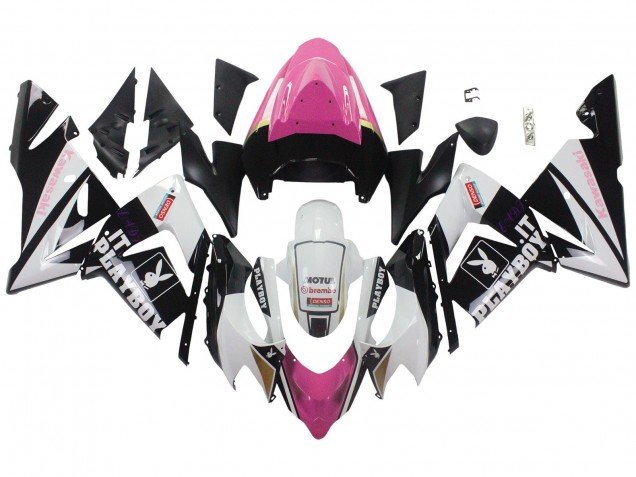 2004-2005 Black Pink White Playboy Motul Kawasaki ZX10R Motorcycle Fairings