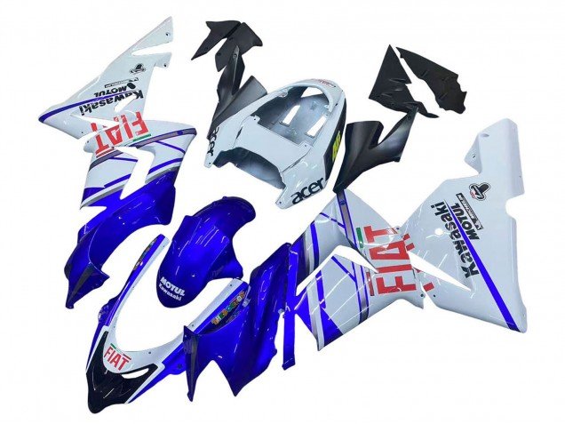 2004-2005 Glossy Blue White Fiat Motul Kawasaki ZX10R Motorcycle Fairings