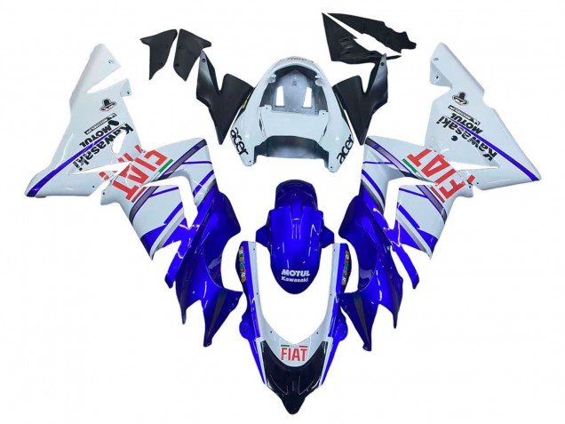 2004-2005 Glossy Blue White Fiat Motul Kawasaki ZX10R Motorcycle Fairings