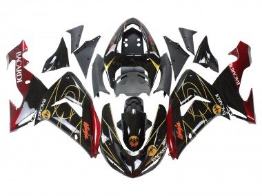 2006-2007 Black Red Gold BACARDI Kawasaki ZX10R Motorcycle Fairings