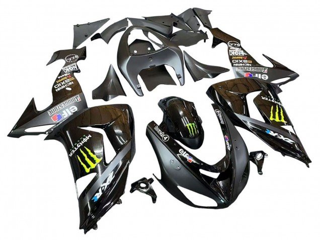 2006-2007 Grey Yellow Glossy Black Monster Elf Kawasaki ZX10R Motorcycle Fairings