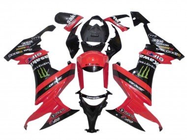 2008-2010 Red Black Green Monster Elf 27 Kawasaki ZX10R Motorcycle Fairings