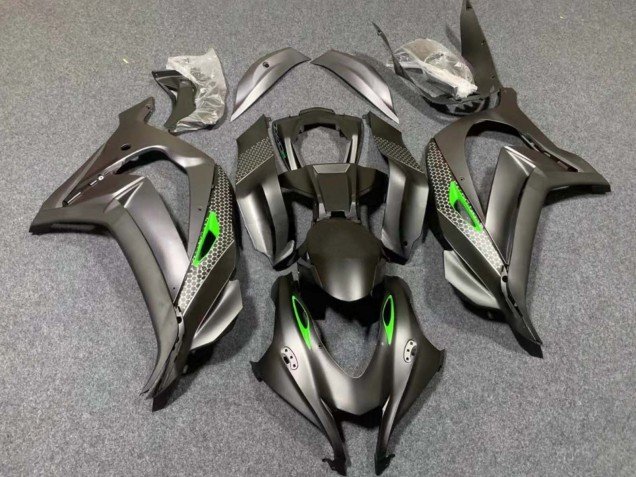 2016-2020 Matte Black Green Honeycomb Kawasaki ZX10R Motorcycle Fairings