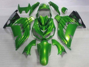 2006-2011 Green Glossy Black Kawasaki ZX14R ZZR1400 Bike Fairings