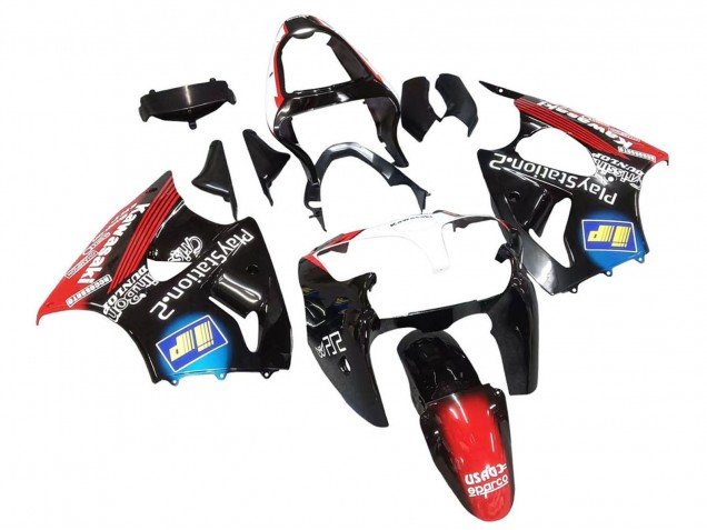 2000-2002 Glossy Black Red Blue Red PlayStation 2 Kawasaki ZX6R Motorcycle Fairings