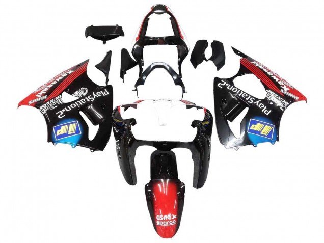 2000-2002 Glossy Black Red Blue Red PlayStation 2 Kawasaki ZX6R Motorcycle Fairings