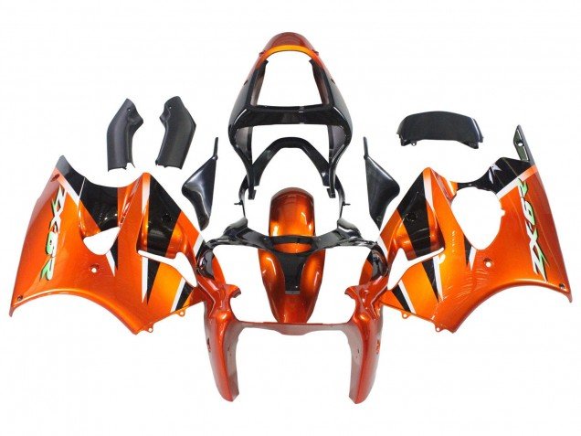 2000-2002 Orange Black Kawasaki ZX6R Motorcycle Fairings