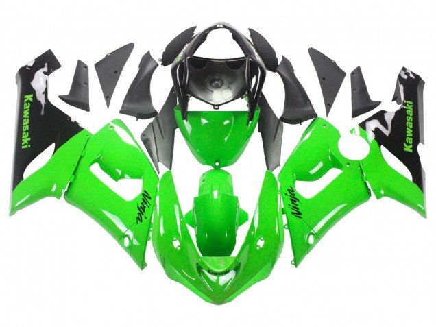 2005-2006 Green Black Ninja Kawasaki ZX6R Motorcycle Fairings