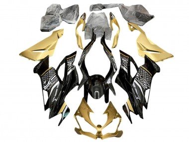 2019-2022 Gold Glossy Black White Honeycomb Kawasaki ZX6R Motorcycle Fairings