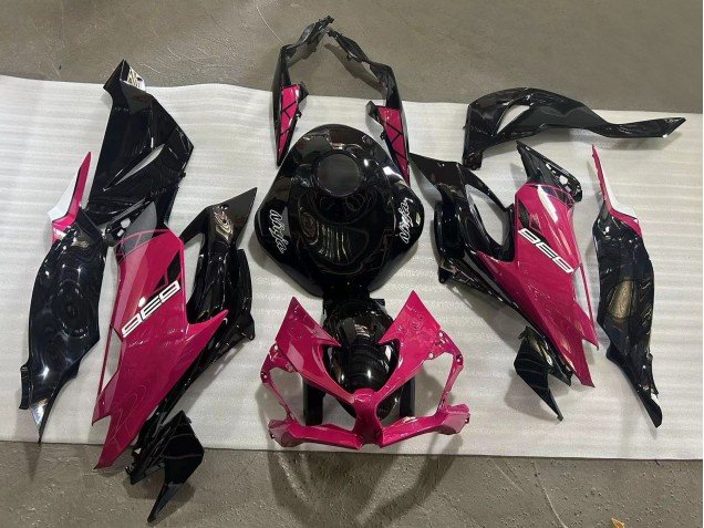 2019-2022 Glossy Black Pink Ninja Kawasaki ZX6R Motorcycle Fairings
