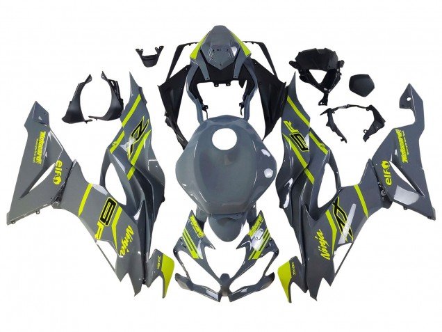 2019-2022 Nardo Grey Yellow Kawasaki ZX6R Motorcycle Fairings