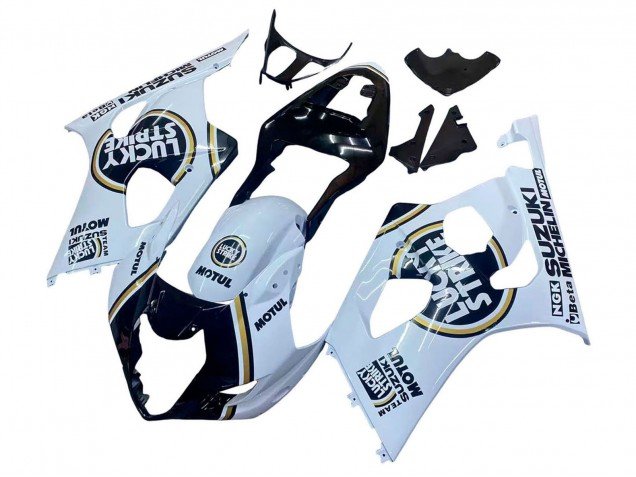 2003-2004 White Black Gold Motul Lucky Strike Suzuki GSXR 1000 Motorcycle Fairings