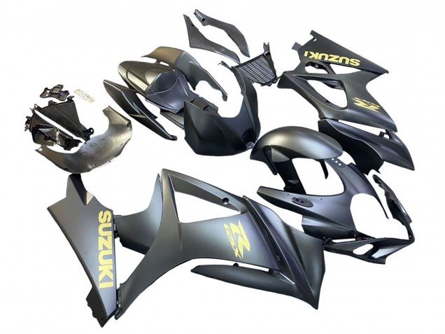 2007-2008 Matte Black Gold Decal Suzuki GSXR 1000 Motorcycle Fairings