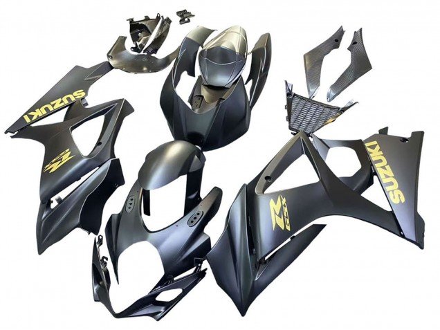 2007-2008 Matte Black Gold Decal Suzuki GSXR 1000 Motorcycle Fairings