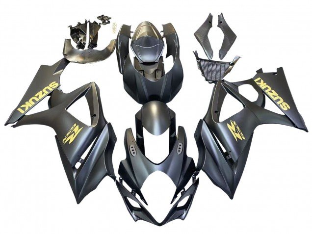 2007-2008 Matte Black Gold Decal Suzuki GSXR 1000 Motorcycle Fairings