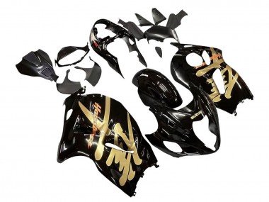 1996-2007 Glossy Black Gold Hayabusa Suzuki GSXR 1300 Hayabusa Motorcycle Fairings