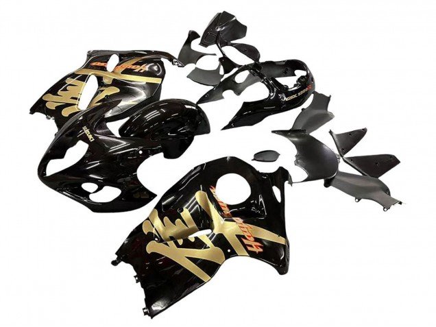 1996-2007 Glossy Black Gold Hayabusa Suzuki GSXR 1300 Hayabusa Motorcycle Fairings