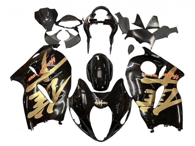1996-2007 Glossy Black Gold Hayabusa Suzuki GSXR 1300 Hayabusa Motorcycle Fairings