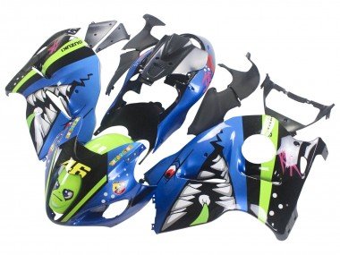 1996-2007 Blue Green Shark 46 Suzuki GSXR 1300 Hayabusa Motorcycle Fairings