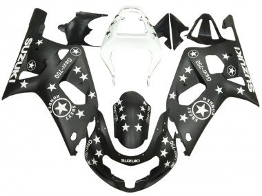 2001-2003 Glossy Black White Star Suzuki GSXR 600 / GSXR 750 Motorcycle Fairings