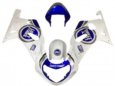 2001-2003 White Blue Lucky Strike Suzuki GSXR 600 / GSXR 750 Motorcycle Fairings