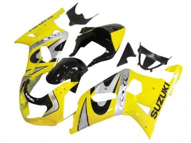 2001-2003 Yellow Silver Glossy Black Suzuki GSXR 600 / GSXR 750 Motorcycle Fairing Kits