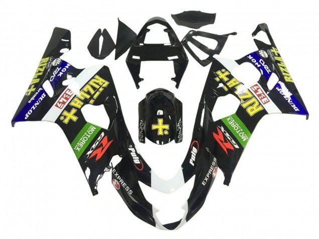 2001-2003 Glossy Black Green White Yellow Rizla Suzuki GSXR 600 / GSXR 750 Motorcycle Fairings