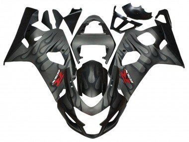 2004-2005 Grey Black Flame Suzuki GSXR 600 / GSXR 750 Motorcycle Fairings