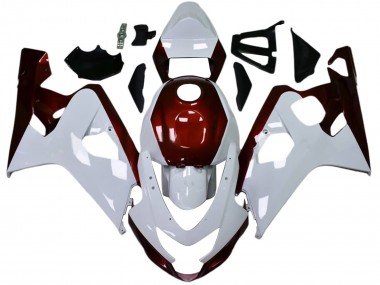 2004-2005 White Candy Red Black Suzuki GSXR 600 / GSXR 750 Motorcycle Fairings