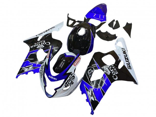 2004-2005 White Blue Black Corona Motul Suzuki GSXR 600 / GSXR 750 Motorcycle Fairing