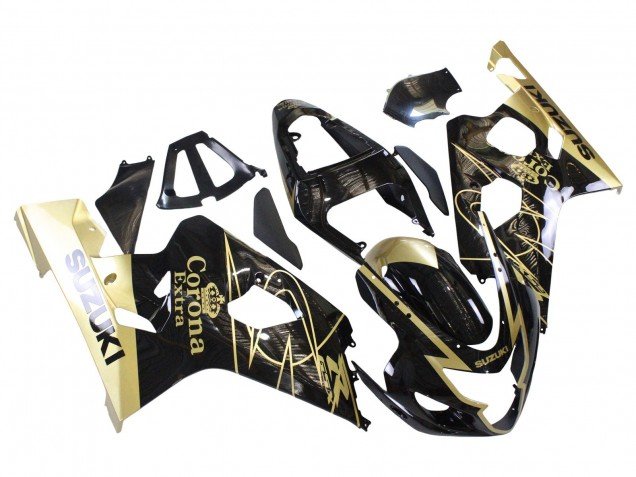 2004-2005 Glossy Black Gold Corona Suzuki GSXR 600 / GSXR 750 Motorcycle Fairings