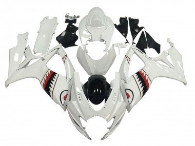 2006-2007 White Red Black Shark Suzuki GSXR 600 / GSXR 750 Motorcycle Fairings