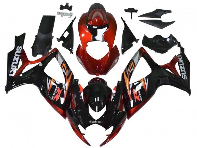 2006-2007 Red Glossy Black Orange Suzuki GSXR 600 / GSXR 750 Motorcycle Fairings