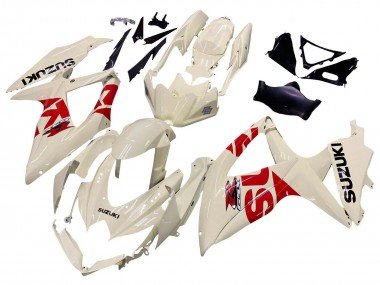 2008-2010 Cream White Red Black Suzuki GSXR 600 / GSXR 750 Motorcycle Fairings