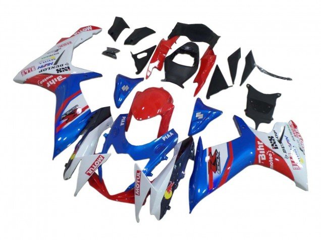 2008-2010 White Red Blue Suzuki GSXR 600 / GSXR 750 Motorcycle Fairings