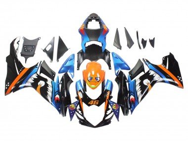 2011-2024 Light Blue Orange Black White Shark 46 Suzuki GSXR 600 / GSXR 750 Motorcycle Fairings