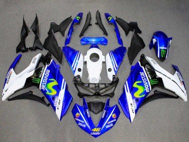 2015-2018 White Blue Green MoviStar Monster Yamaha YZF R3/R25 Motorcycle Fairings