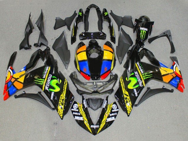 2015-2018 Glossy Black Yellow White Blue ENEOS Monster MoviStar Color Wheel Yamaha YZF R3/R25 Motorcycle Fairings
