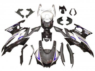 2019-2021 Silver Glossy Black Carbon Fiber Style Yamaha YZF R3/R25 Motorcycle Fairings