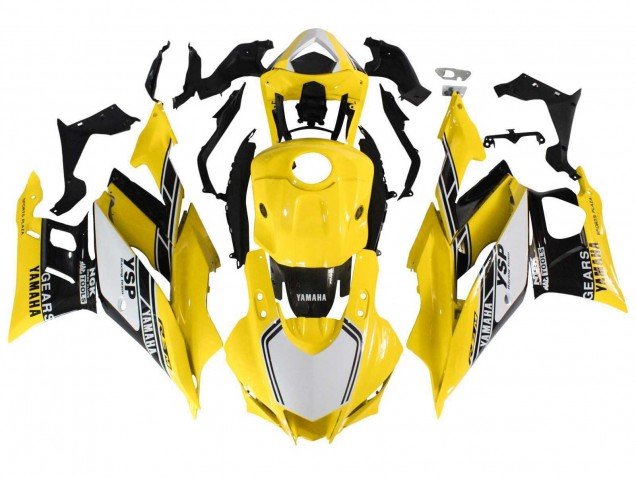 2019-2021 Yellow White Black Stripe Yamaha YZF R3/R25 Motorcycle Fairings