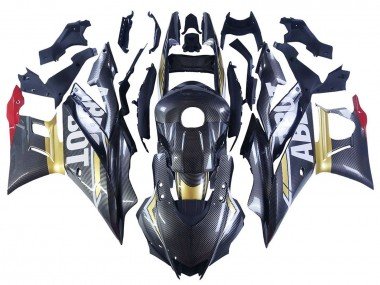 2022-2024 Black Carbon Fiber Style Gold Red ABBOT Yamaha YZF R3/R25 Motorcycle Fairings