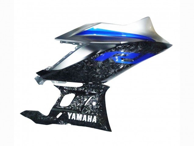 2022-2024 Marble Black Silver Blue Forged Carbon Fiber Style Yamaha YZF R3/R25 Motorcycle Fairings