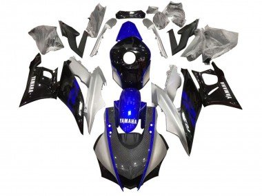 2022-2024 Silver Blue Black Carbon Fiber Style Yamaha YZF R3/R25 Motorcycle Fairing