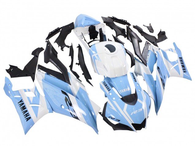2022-2024 White Light Blue Yamaha YZF R3/R25 Motorcycle Fairings
